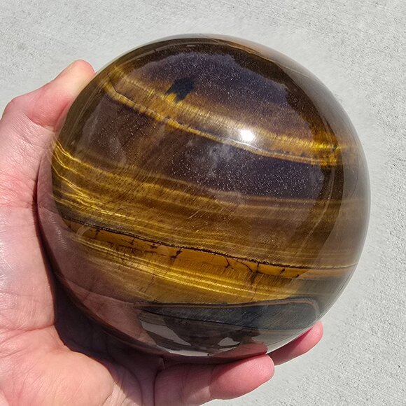 Large Iron Tiger’s Eye Sphere – Strength • Protection • Grounded Confidence - Picture 5 of 9